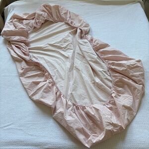 Pottery Barn PBDorm Pink and White Polka Dot Fitted Sheet Bedding Size Twin XL